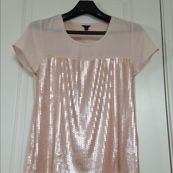 Ann Taylor sheer & sequins blouse in blush pink L - Picture 1 of 7